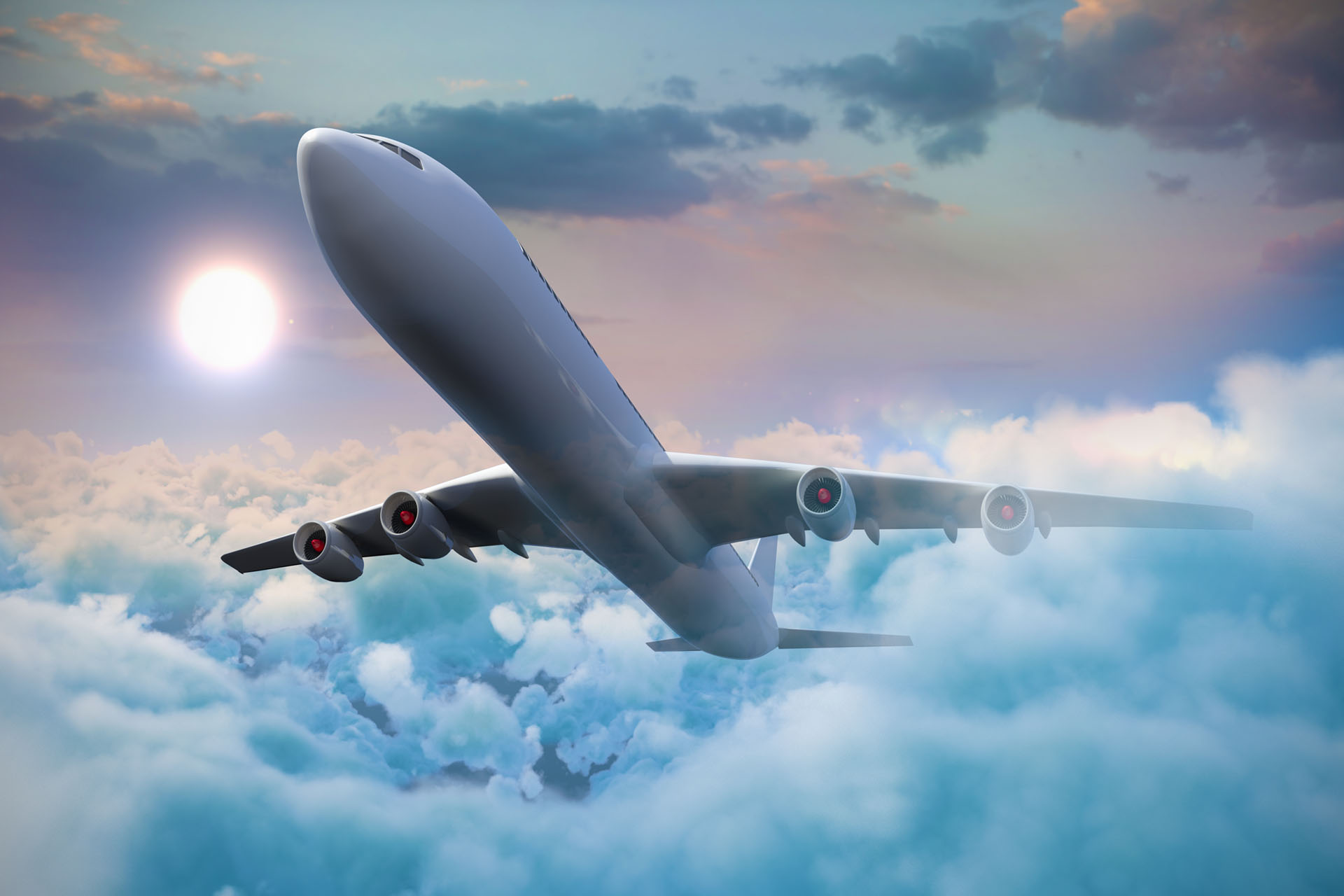 airplane in clouds